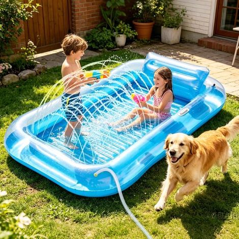 Aufblasbares Sonnenbecken Aufblasbare Luftmatratze Pool für Erwachsene Aufblasbares Sonnenbecken mit Kissen, Wasserluftmatratze mit integriertem (1/5)