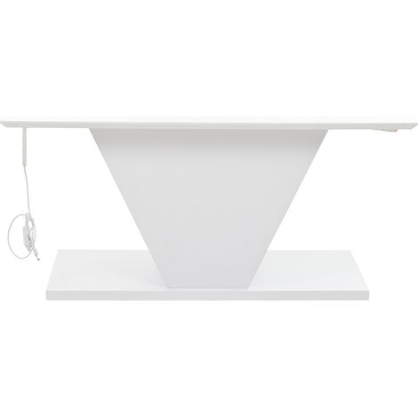 Tavolino da salotto a V con LED 100x50x46 cm finitura lucida bianco MODENUIT (1/5)