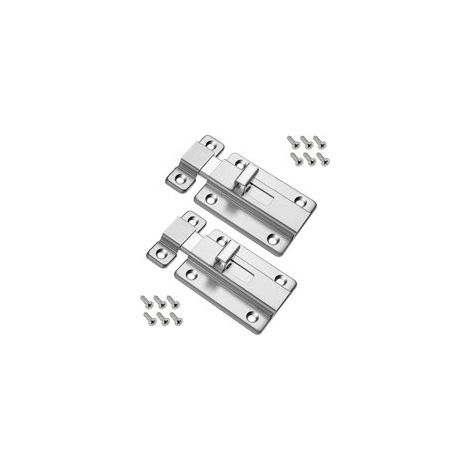 Serrature per porte, set di 2 serrature in acciaio inox, serratura di sicurezza con 12 viti per porte a filo muro (camera da letto, bagno, toilette). - Crezuo