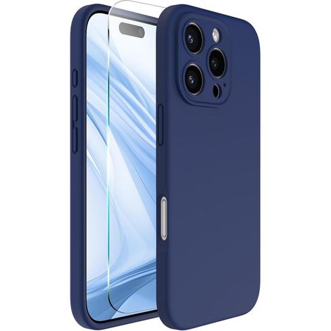 Hülle iPhone 16 Pro Flüssigsilikon Kameraschutz 360Grad Dunkelmarine (1/5)