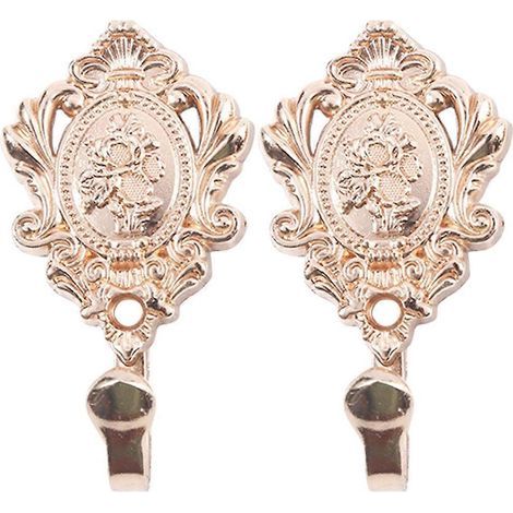 Set mit 2 Raffhaltern im europäischen Stil, Wandhalterungen mit Befestigungshaken – 9,5 x 5 cm – Gold (1/4)