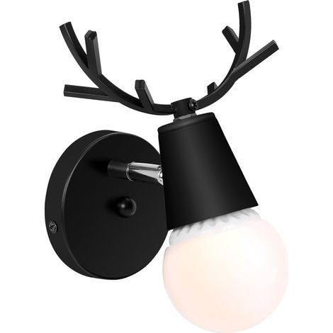 Wandleuchte Moderne Kreativer Geweih Wandlampe E27 für Kinderzimmer, Restaurant, Flur, Treppen (Schwarz) (1/4)