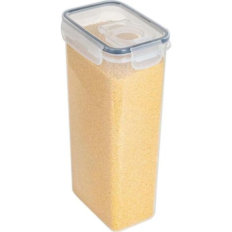 Boîte de rangement transparente avec couvercle, distributeur alimentaire sec, contenant à céréales, boîte en plastique pour cuisine, organisation et stockage, 2,8L, lot de 2 (1/5)