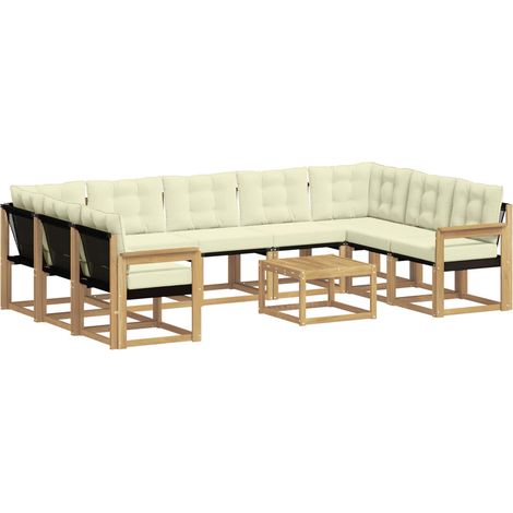 Outdoor Sofa Set with Cushion 10 pcs White and Cream vidaXL (1/5)