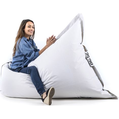 Pouf Géant Blanc BiG52 Classic 170x130 cm - Déhoussable, Intérieur/Extérieur, Rempli de Billes de Polystyrène (1/5)