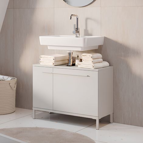 Meuble sous lavabo 2 portes écru - ANDERS (1/4)