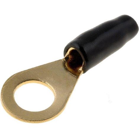 50x Connecteurs anneau M8 6mm2 - dore isole noir - a sertir