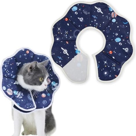 Collier anti-morsure - Cône confortable - Réglable - Coton naturel - 16-23 cm - Confortable pour chats et chiots (1/4)