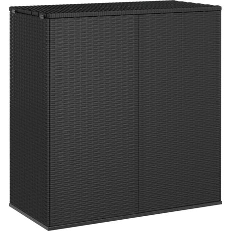 Garden Cushion Box PE Rattan 100x49x103.5 cm Black vidaXL