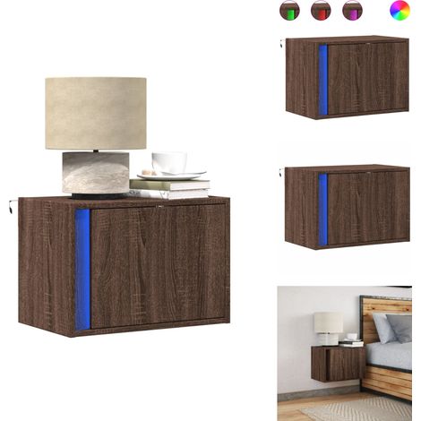 Table de chevet murale avec lumières LED chêne marron - Table De Chevet Murale - Tables De Chevet Murales - Table De Chevet Flottante - Table De Chevet Suspendue (1/5)