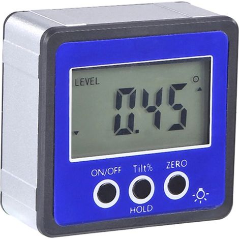Zoternen Inclinomètre numérique, rapporteur d'angle horizontal, boîte de niveau électronique, base magnétique, outils de mesure, bleu (1/4)