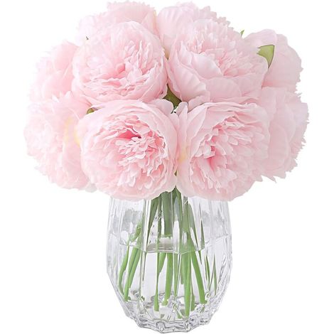 2 Bouquets de pivoines artificielles, 10 têtes de Pivoine en Soie Fausse Fleur pour la décoration de Rebord de fenêtre d'hôtel de Bureau à Domicile de Mariage, centres de Table(Rose Clair)