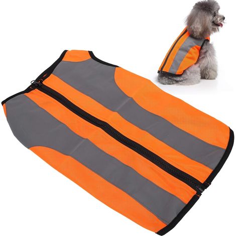 Gilet Réfléchissant de Sécurité pour Chiens, Gilet Haute Visibilité pour Chiens(L-Orange Fluo) (1/5)