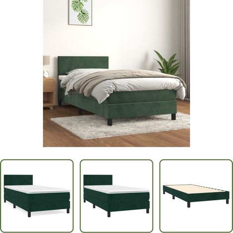 Matratze - Boxspringbett mit Matratze Dunkelgrün 80x200 cm Samt (1/5)