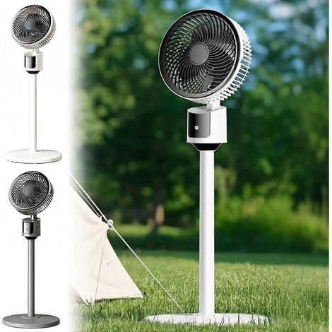 Ventilateur sur pied Airs Circulation portée maximale de 5 m 3 vitesses rechargeable pour chambre ou bureau - Blanc (1/4)
