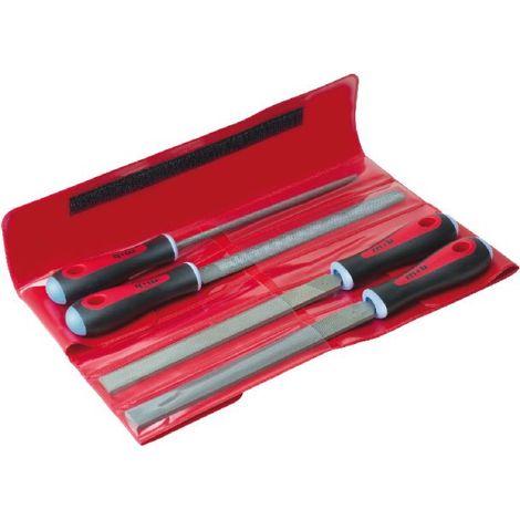 Trousse de 4 Limes - Acier fortement chargé en carbone - Manche bimatière - Résistance & Précision - MOB (1/5)