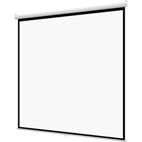 Mophorn Pantalla de proyección manual de 3048 mm, formato 1:1, compatible con 4K, 3D y 1080 HD, ideal para cine en casa, incluye cuerda de tracción, montaje en pared, 2134 x 2134 mm, blanco