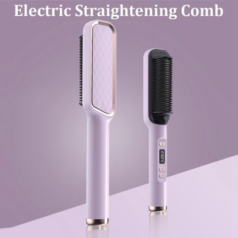 2-En-1 Brosse à Lisser éLectrique Peigne Fer à Friser Fer à Lisser Styler avec éCran LCD Peigne Droit EU Plug-C (1/4)
