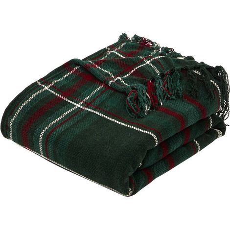 Weihnachtsdecke im Tartan-Muster aus Chenille, 130 x 180 cm - Atmosphera créateur d'intérieur (1/2)
