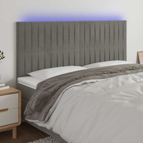 vidaXL Cabecero con luces LED terciopelo gris claro 180x5x118/128 cm (1/5)