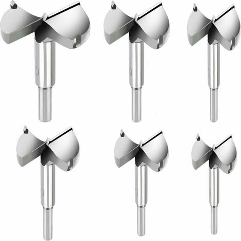 6 pièces Mèches Bois, Fraises a Bois Carbure Diametre 30/35/40/45/50/60mm, Mèches Pour La Perforation De Produits En Bois, Tiroirs, Produits en Plastique, Bois, Contreplaqué