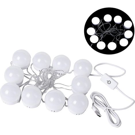 10 Ampoules Led-kit De Lumire Led Pour Miroir De Courtoisie De Hollywood Pour Maquillage, Lampe Pour Miroir Cosmtique, Lampe De Coiffeuse Table, M (1/5)