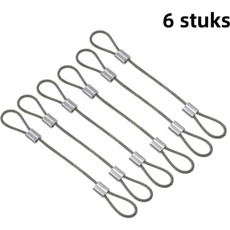 6 pièces - câble en acier inoxydable 304 - connecteur en aluminium avec revêtement en caoutchouc - anneau de connexion en plastique - argent (1/5)