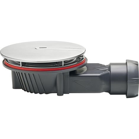 Wirquin – Bonde de douche Slim+ Ø90 mm – Évacuation rapide 35 L/min – Dôme métal brossé – Installation ultra-plate 40 mm