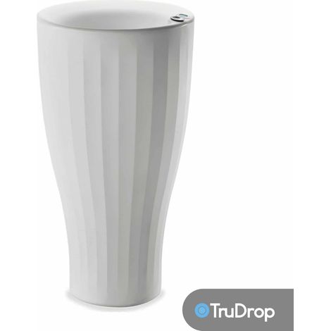 Weißer runder Topf, 41 cm hoch, mit TruDrop One Crescent Garden