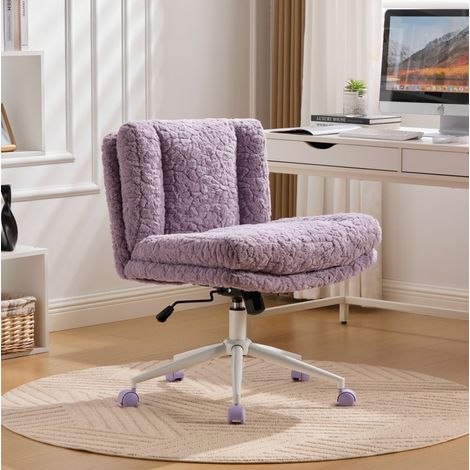 Sedia girevole regolabile in faux fur viola OKMYHOME (1/5)