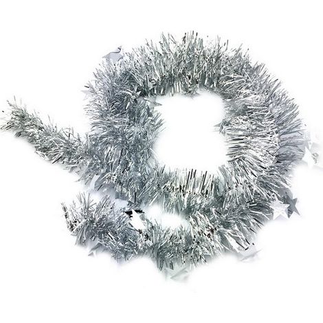 Guirlande de Noël EOZY, décoration d'étoiles pour sapin, 2 m, argentée (1/3)