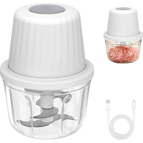 Hachoir électrique 400ml USB-C rechargeable 6 lames inox ail oignon viande blanc (1/5)
