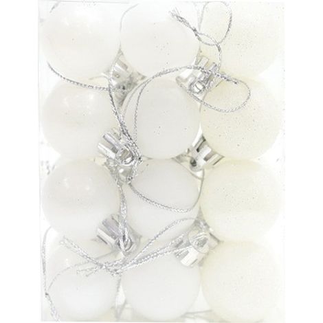 Boules De Noël - 30 mm - En Plastique Incassable - Décoration Arbre De Noël - Lot De 24 Pièces - Blanc (1/5)