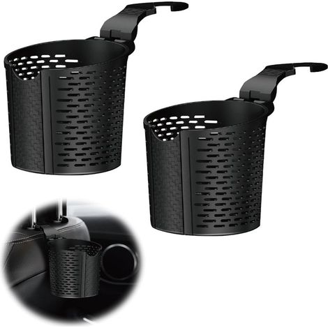 Portavasos para coche, soporte para botellas y latas, soporte universal colgante para bebidas, termos, café, botellas, mini papeleras, 10,5 cm de diámetro (negro), 2 piezas (1/5)