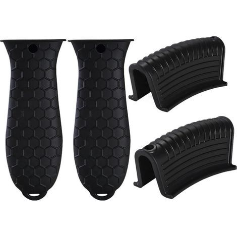4 Maniques en Silicone et Poignée Auxiliaire pour Poêle en Fer, Protection de Manche de Casserole, Accessoire de Cuisine (1/5)