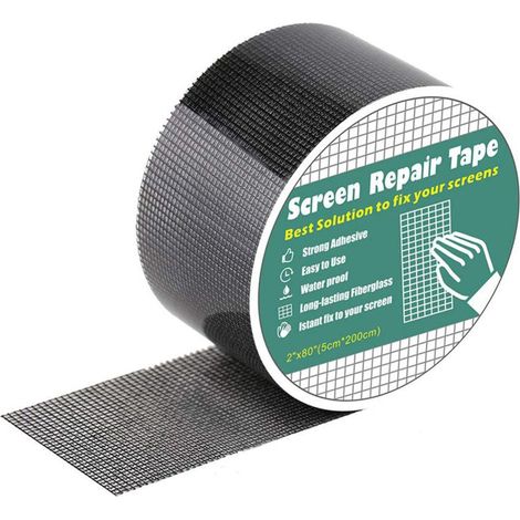 Kit Réparation Moustiquaire 2 m (6,56 pi) – Ruban Adhésif Puissant, Imperméable – Fibre Verre – Pour Fenêtres et Portes (1/5)