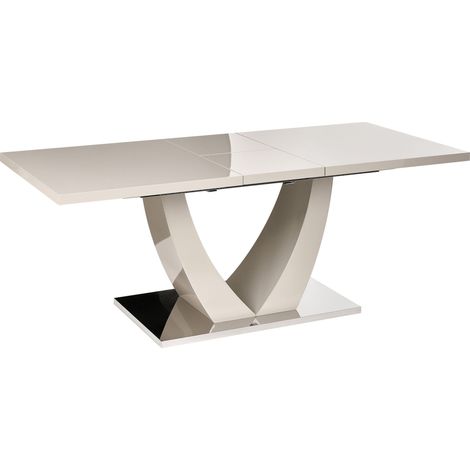 Dining Table Light Beige MDF Top 160/200 x 90 cm Extendable Rectangular Modern Dining Room Kitchen MERRAN (1/5)