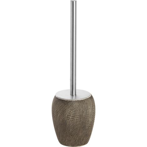Portascopino Wc In Ceramica E Acciaio Marrone Dal Gusto Etnico Safari (1/2)