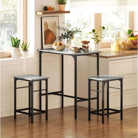 Bartisch mit 2 Hockern, 80 x 50 x 87 cm, Stahl, schwarz/grau HAVRYA (1/5)