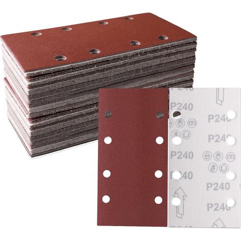 30-teiliges Schleifblatt-Set, 93 x 185 mm, Körnung 240, 8 Löcher, diverses Zubehör, Materialien für Exzenterschleifer (1/4)