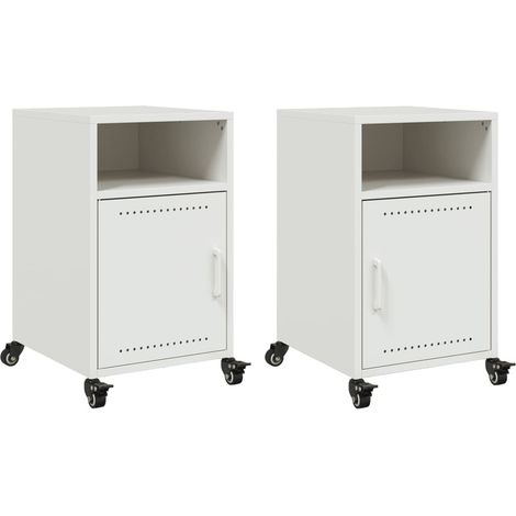 Maison Exclusive - Nachttische 2 Stk. Weiß 36x39x59 cm Stahl