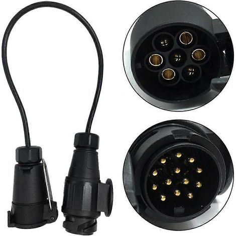 Adaptateur de câble pour remorque Tirol 12V 7 à 13 broches avec connecteur de câblage, prise et fiche de remorque (1/3)