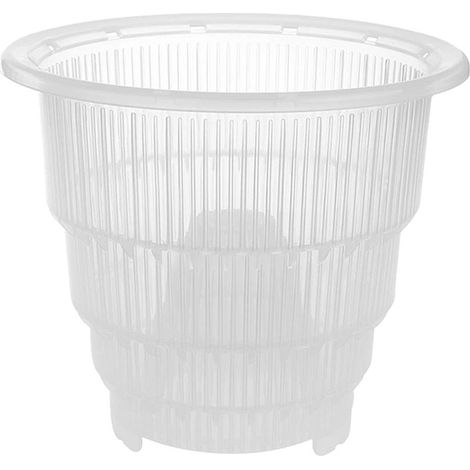 Pot Orchidée [Manoma] Transparente et Ventilée avec Colonne d'Air et Renflement Central - Résine PP - Blanc - Taille 15×15.5cm - 1 Pot (1/5)