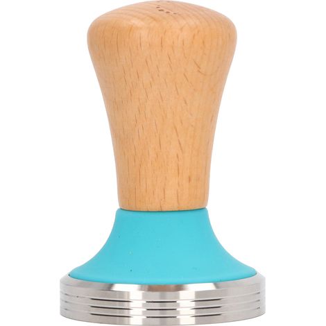 Tampon à Café en Bois Alimentaire, Antirouille et Facile à Nettoyer - Poignée Ergonomique pour Baristas - Diamètre 51mm/2.0 Pouces - Bleu (1/5)