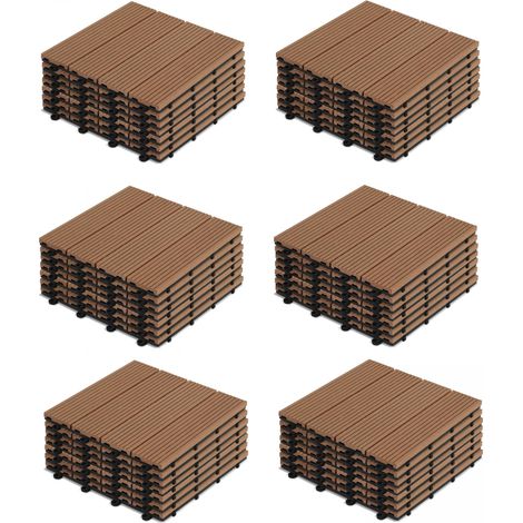 Lot de 48 dalles clipsables bois synthétique marron