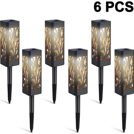 Lampe Solaire De Jardin - Design Creux - IP65 - 2,24 x 2,24 x 15,67 Pouces - 6 Pièces (1/5)