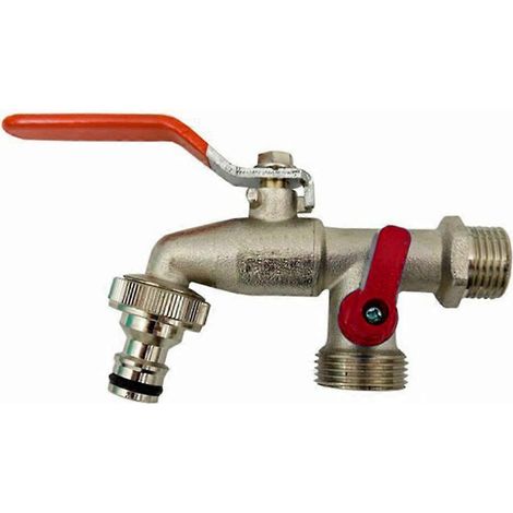 Robinet extérieur de jardin, robinet à valve antirouille, raccord de robinet en laiton, double douille 1/2 pouce BSP pour support Hozelock (1/5)