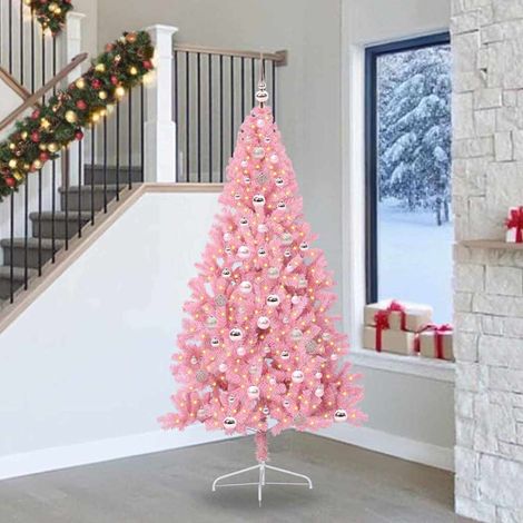 vidaXL Künstlicher vorbeleuchteter Weihnachtsbaum Rosa 240 cm PVC (1/5)
