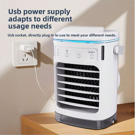Mini ventilateur de refroidissement USB, climatiseur, petit ventilateur de refroidissement à eau, ventilateur à brumisation, refroidisseur d'air de bureau (1/5)