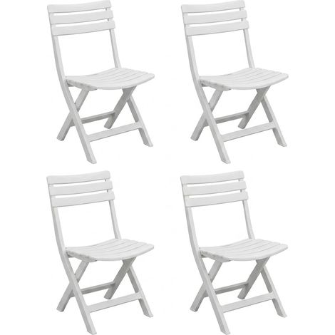 Set 4 Sedie Pieghevoli Plastica Bianca Giardino Salvaspazio Gardenia